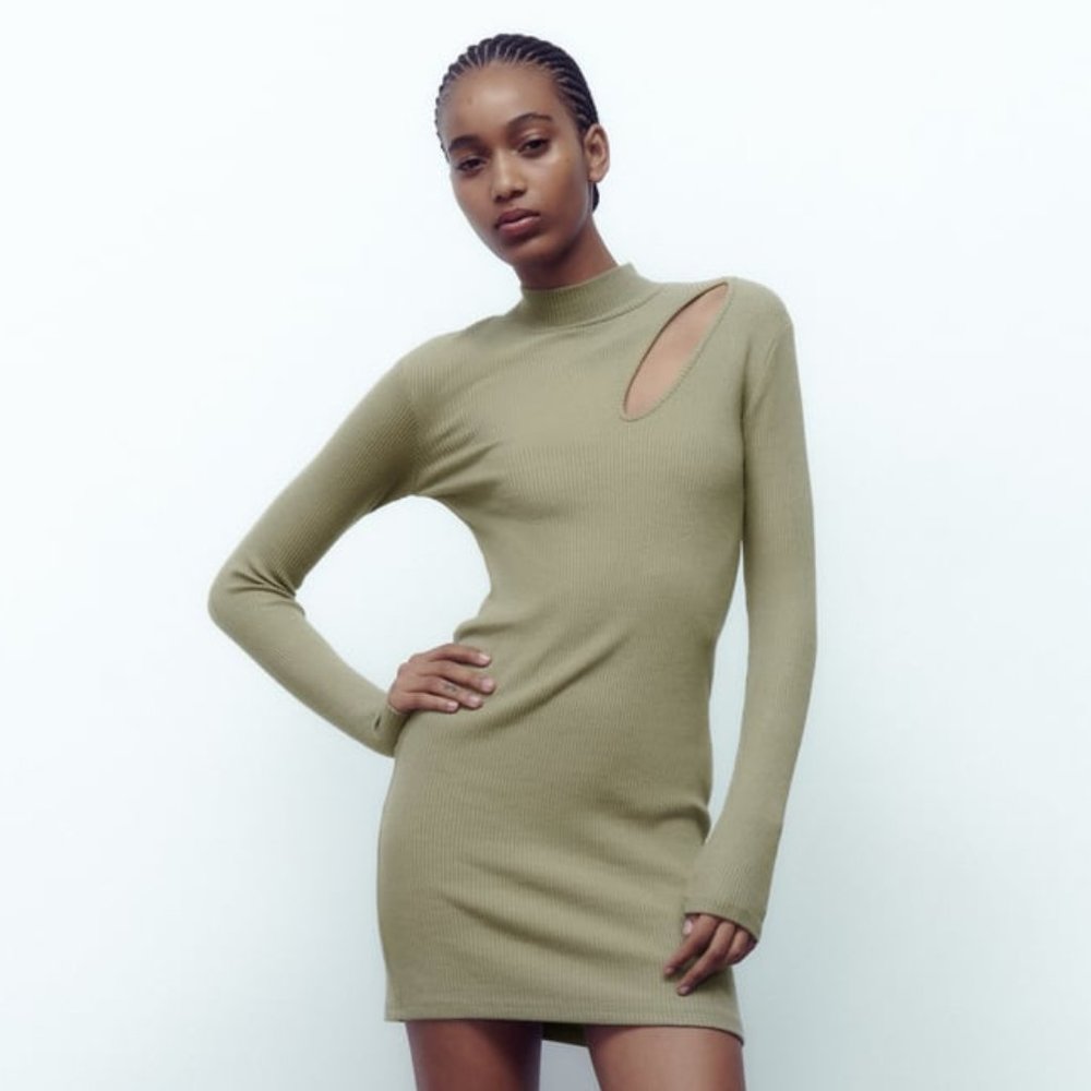 ZARA MINI CUT OUT RIB DRESS